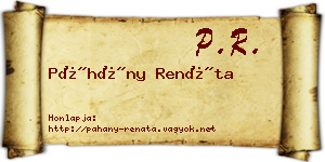 Páhány Renáta névjegykártya